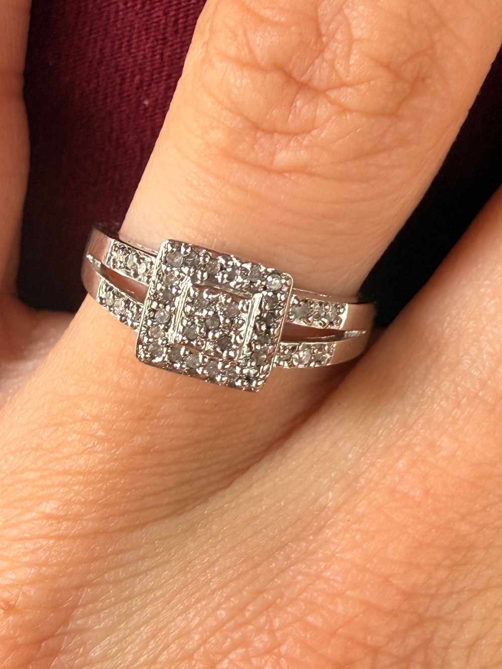 Vintage Square Halo Diamond Ring - Sz7 - Picture 8 of 17